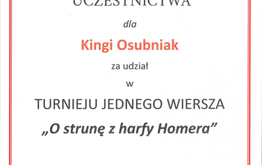 Turniej Jednego Wiersza &bdquo;O strunę z Harfy Homera&rdquo; 2