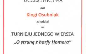 Turniej Jednego Wiersza &bdquo;O strunę z Harfy Homera&rdquo; 2